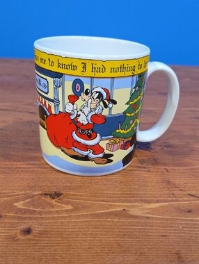 Christmas Cartoon Ceramic Mug with Red and Yellow Holiday Design